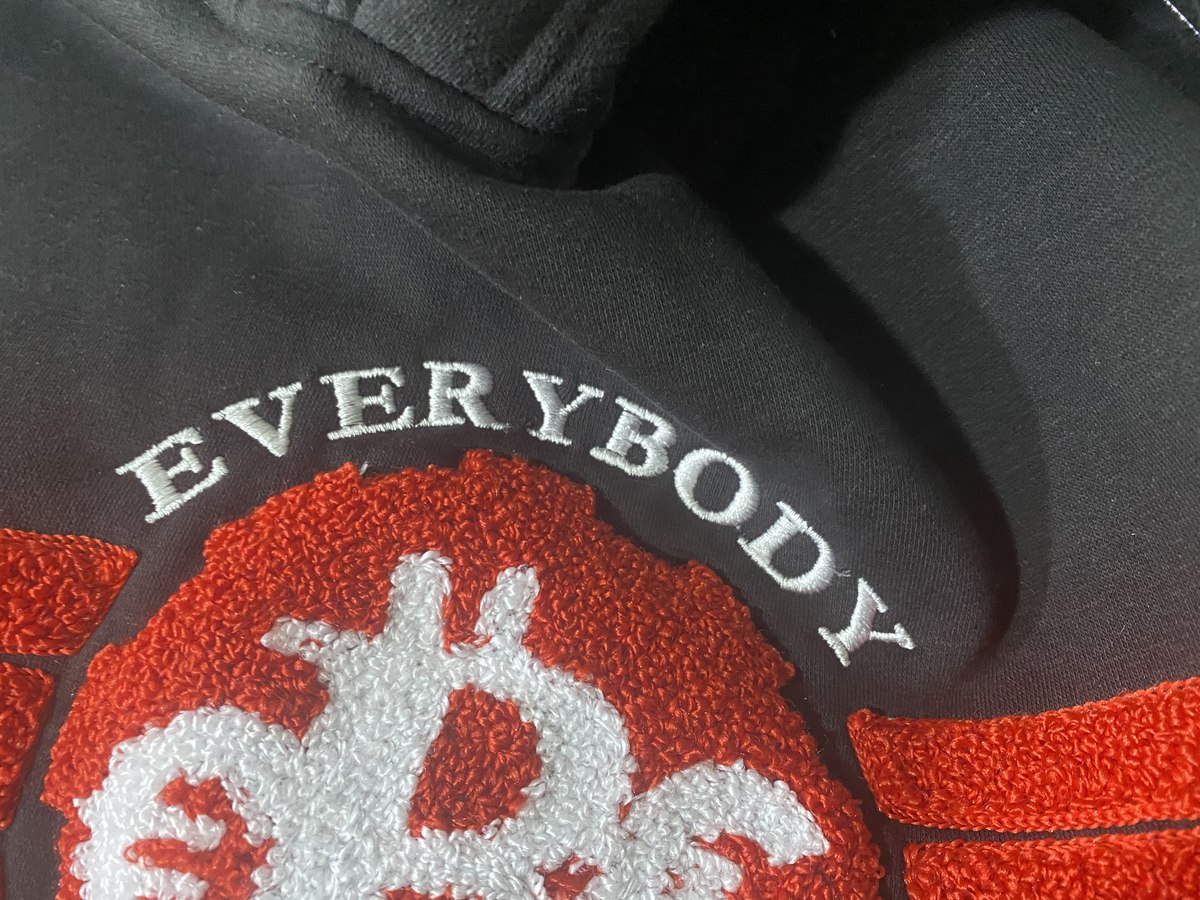 Chenille patch lettering detail
