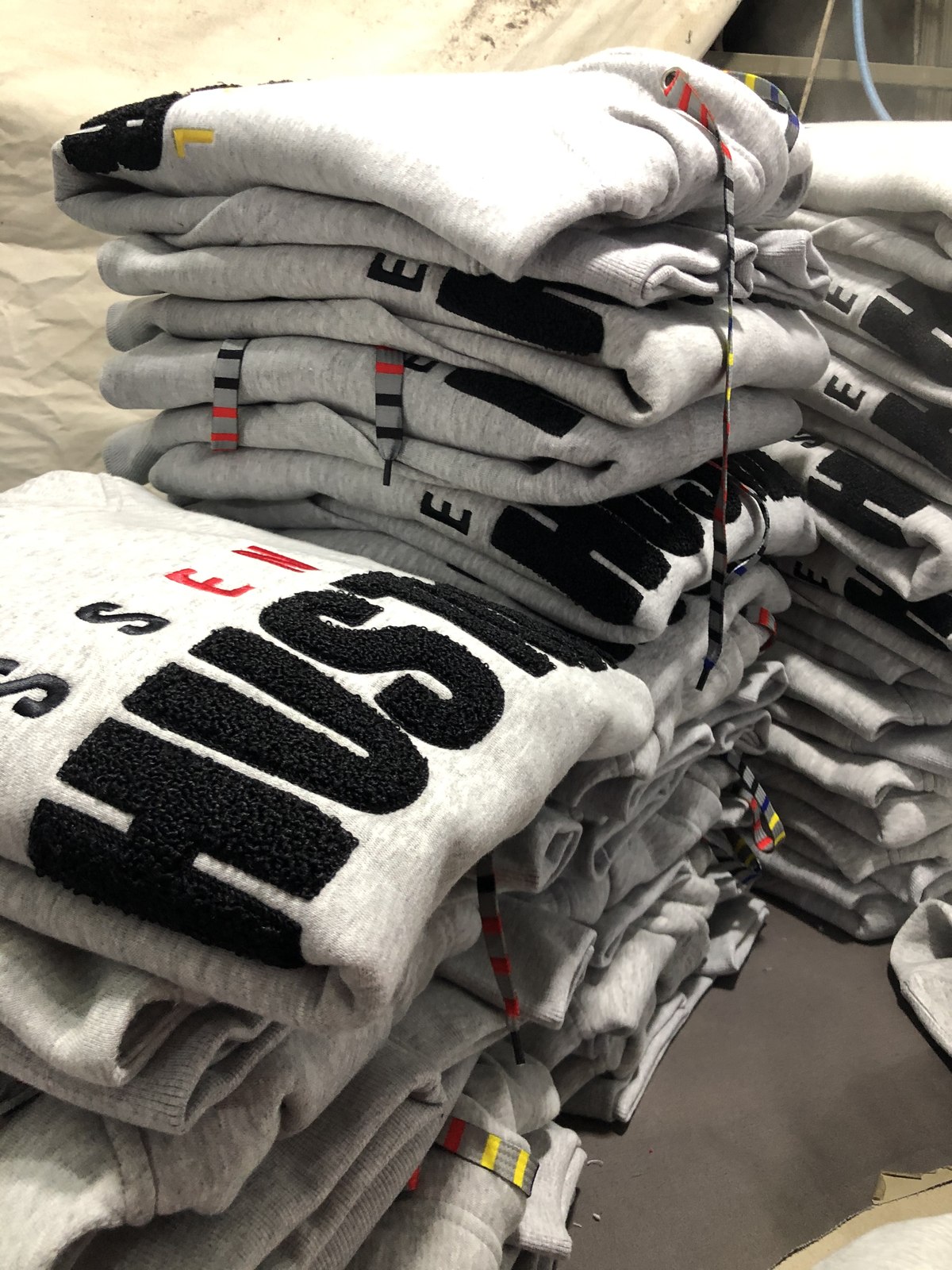Hoodies with chenille patch lettering