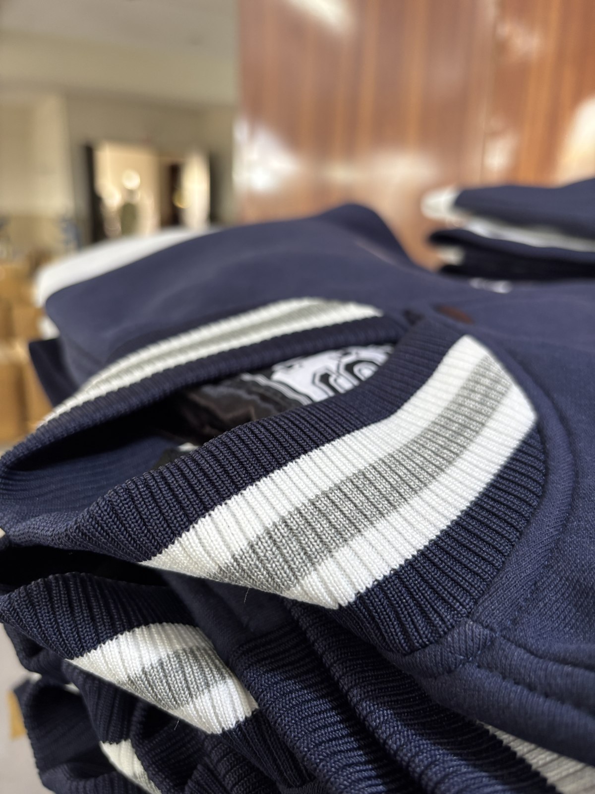 Finished navy and white striped jackets