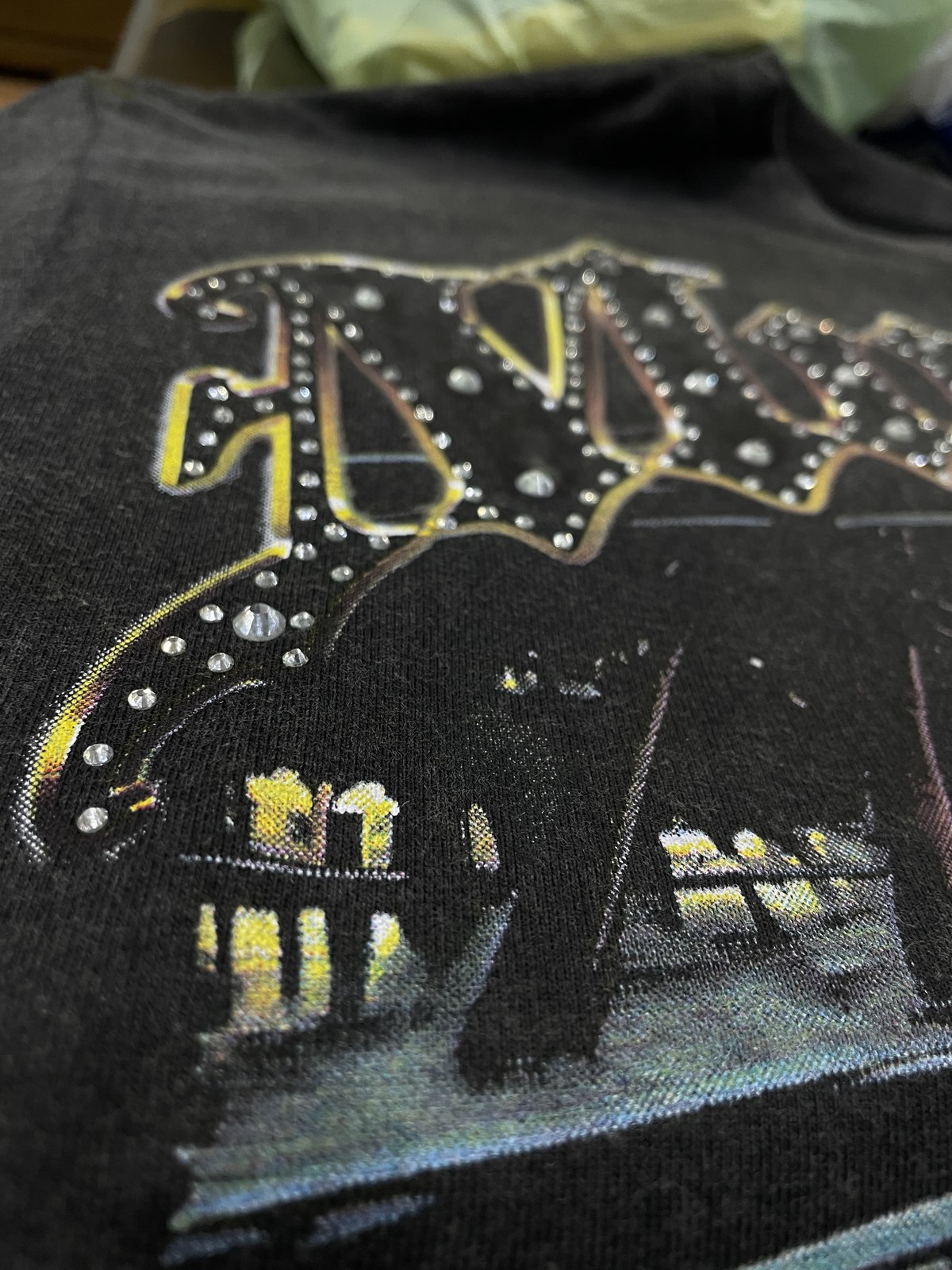 Rhinestone and print design detail